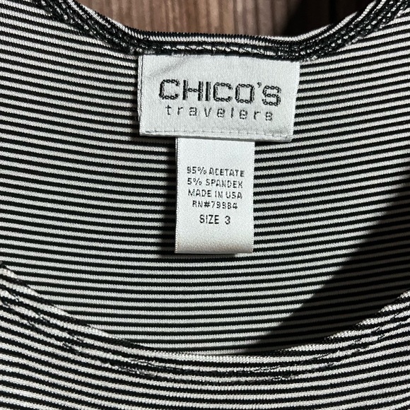 Chico’s Travelers Classic Black & White Striped Lagenlook Fall Tank Top Sz XL - Picture 2 of 7